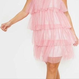 Dusty pink halterneck shift dress